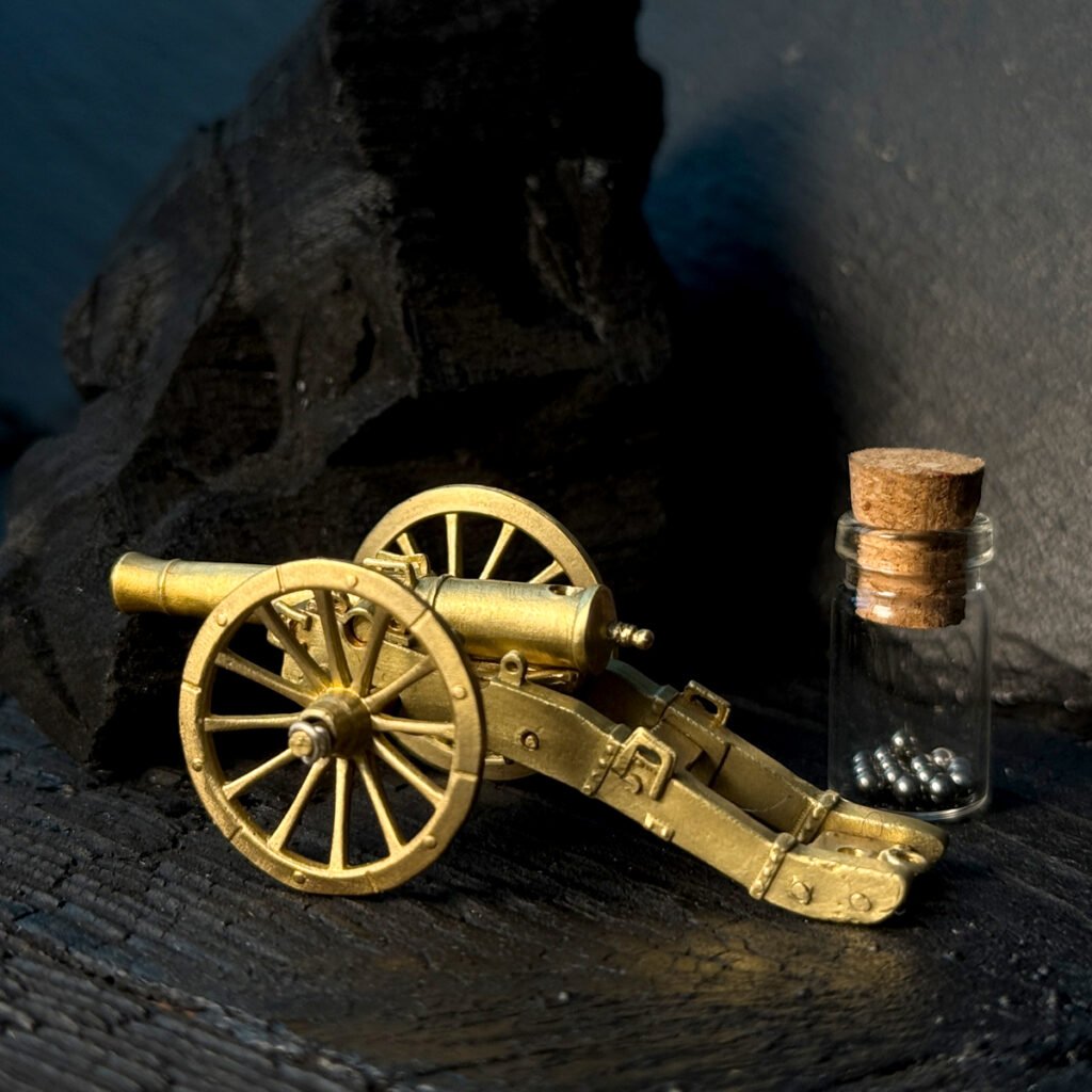 Detailed scale 12-pounder miniature cannon: functional firing model for collectors