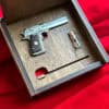 Detailed full metal miniature Desert Eagle slide gun with wood grips