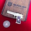 Detailed full metal miniature Desert Eagle slide gun with wood grips