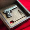 Detailed full metal miniature Desert Eagle slide gun with wood grips