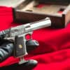 Detailed full metal miniature Desert Eagle slide gun with wood grips