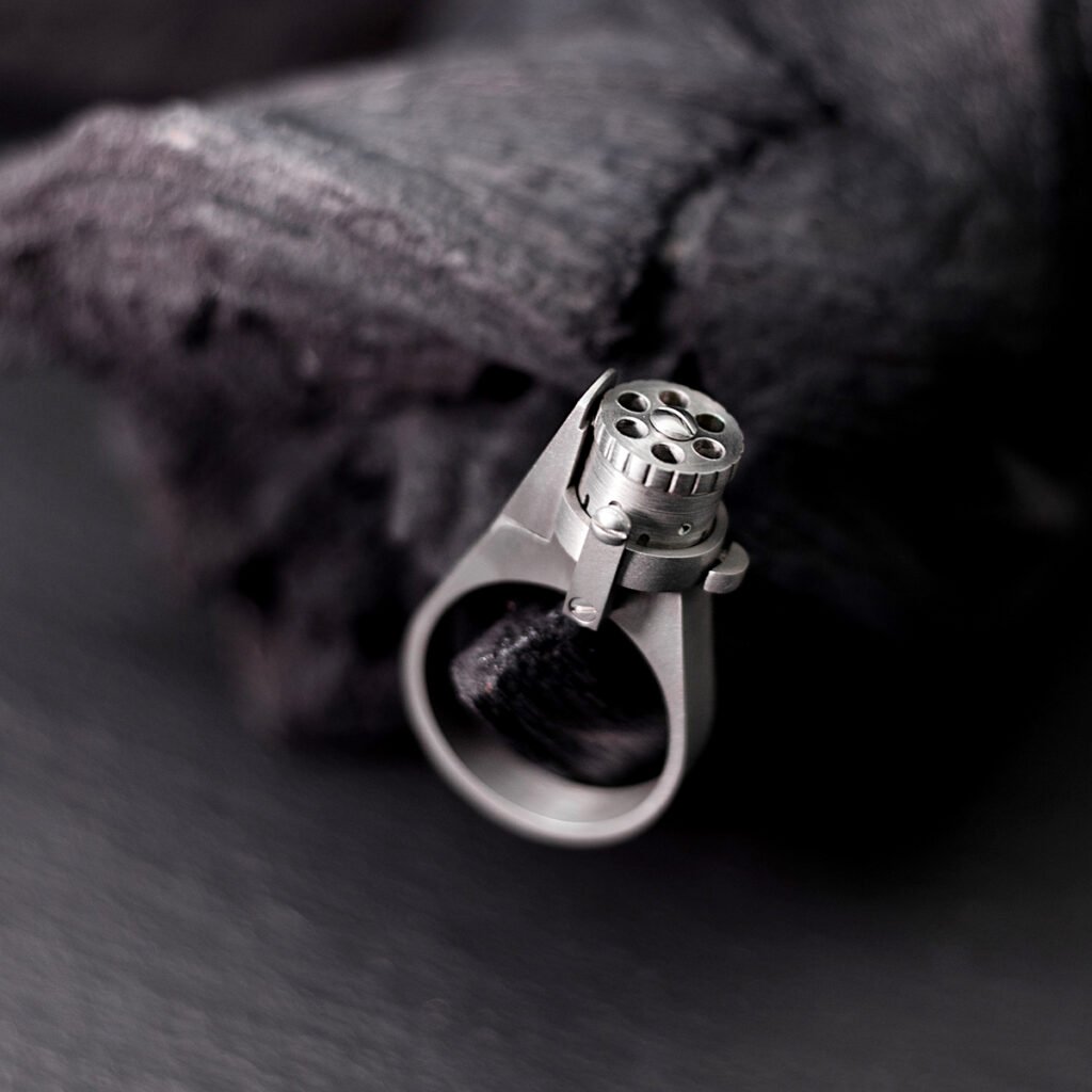Gun ring jewelry: Exquisite 2mm pinfire miniature — W.Polah