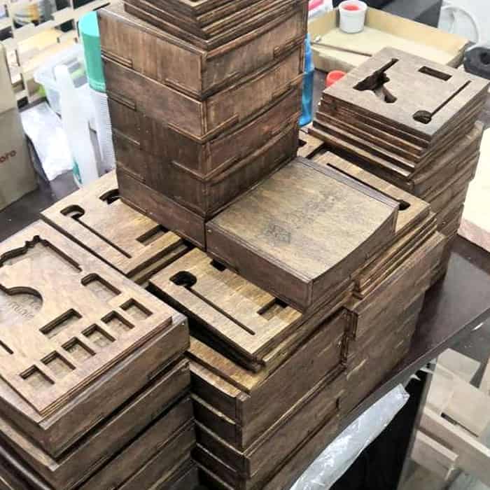 Wooden box for storing miniature gun for each of models