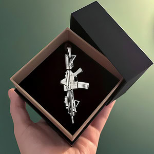 Silver Pendant Miniature Rifle HK416