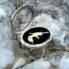 Silver Locket Oval Glass Large Ring with Derringer Pistol