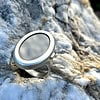 Silver Locket Oval Glass Large Ring with Derringer Pistol