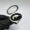 Silver Locket Oval Glass Large Ring with Derringer Pistol