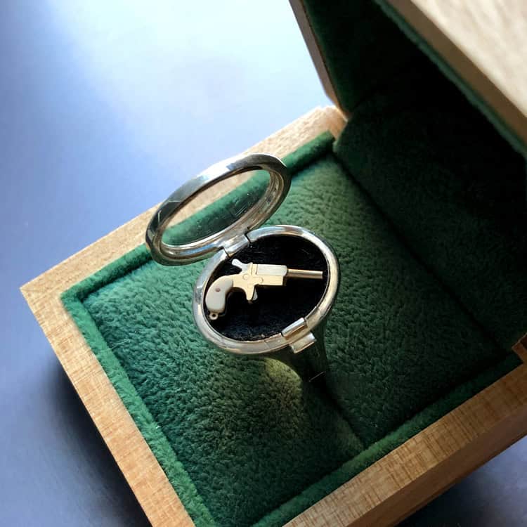 Locket Ring With Derringer Miniature Pistol