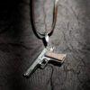 Handcrafted silver pendant Colt 1911