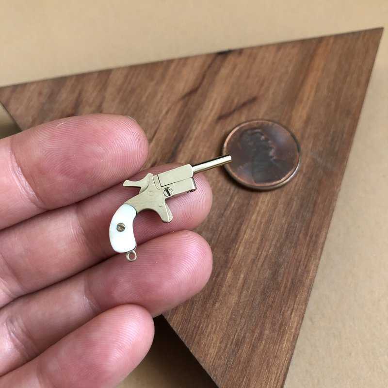 Derringer Nickel Brass Scale 1:6 Handgun Jewelry