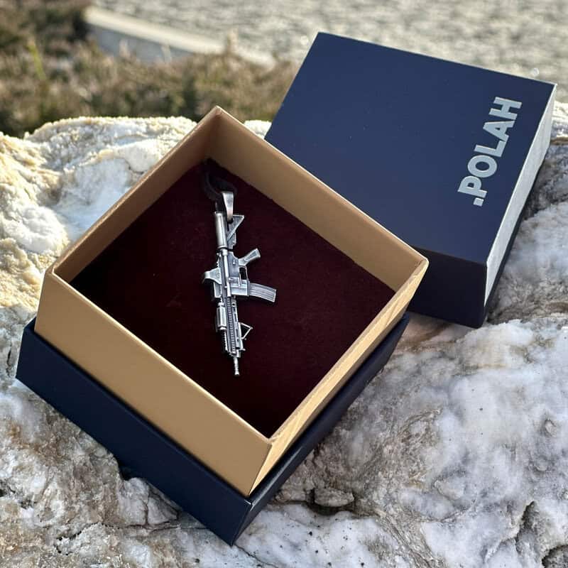 Silver-Pendant-Miniature-Rifle-HK416-01.jpg Silver Jewelry Rifle Pendant HK416