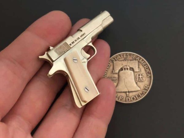bone-grips.jpg Colt 1911 (scale 1:4) Miniature Pistol Keychain